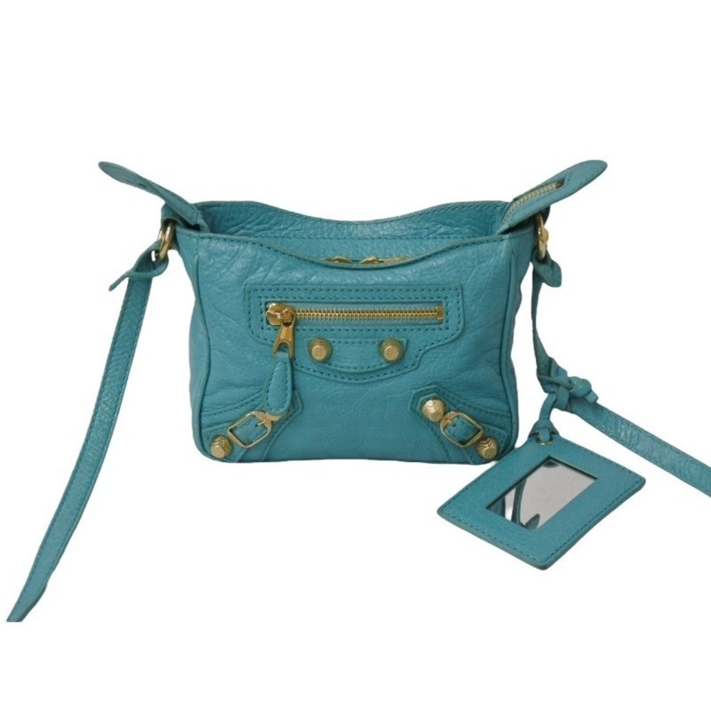BALENCIAGA The City Shoulder Bag Blue Leather - Picture 2 of 9